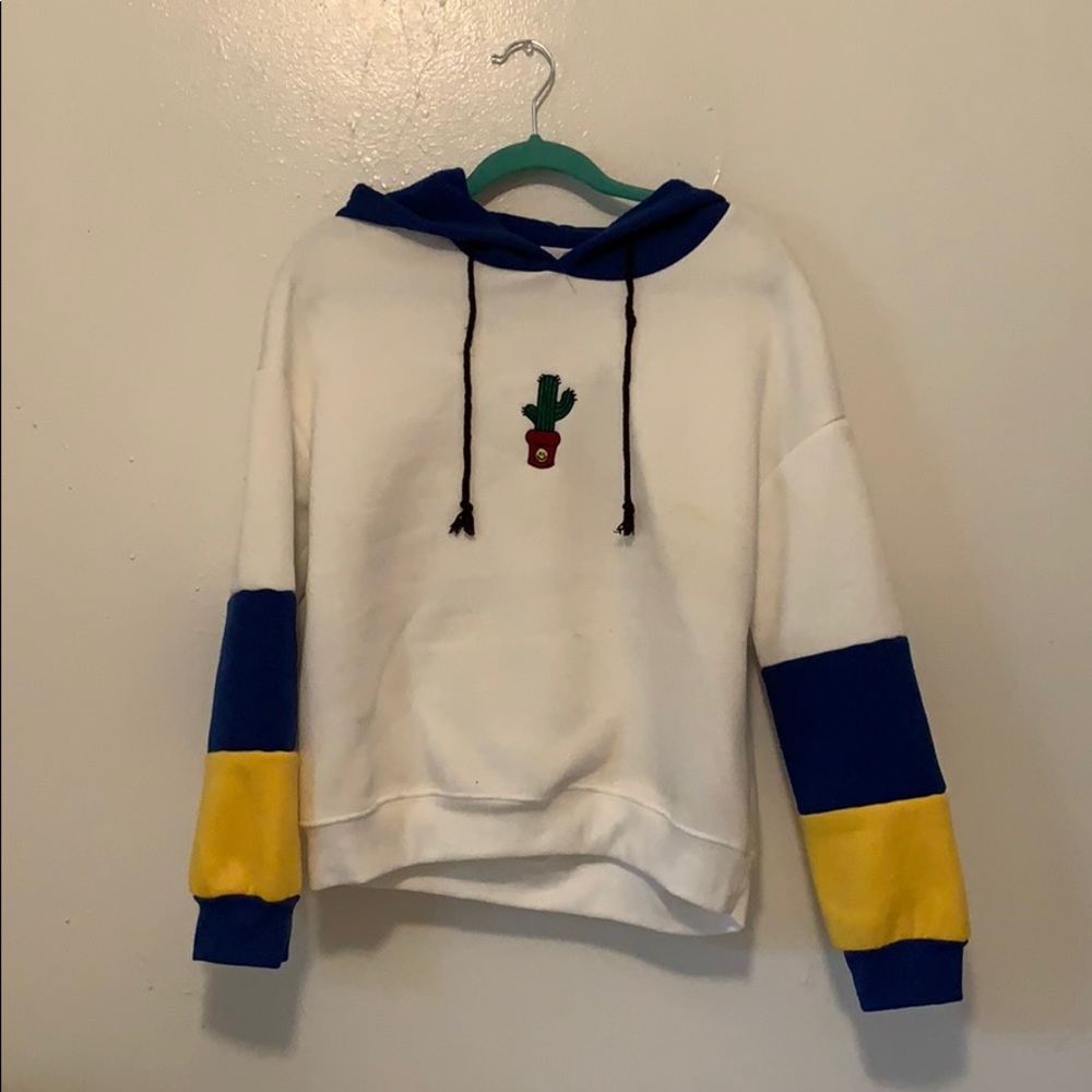 Blue and yellow Zaful cactus sweatshirt